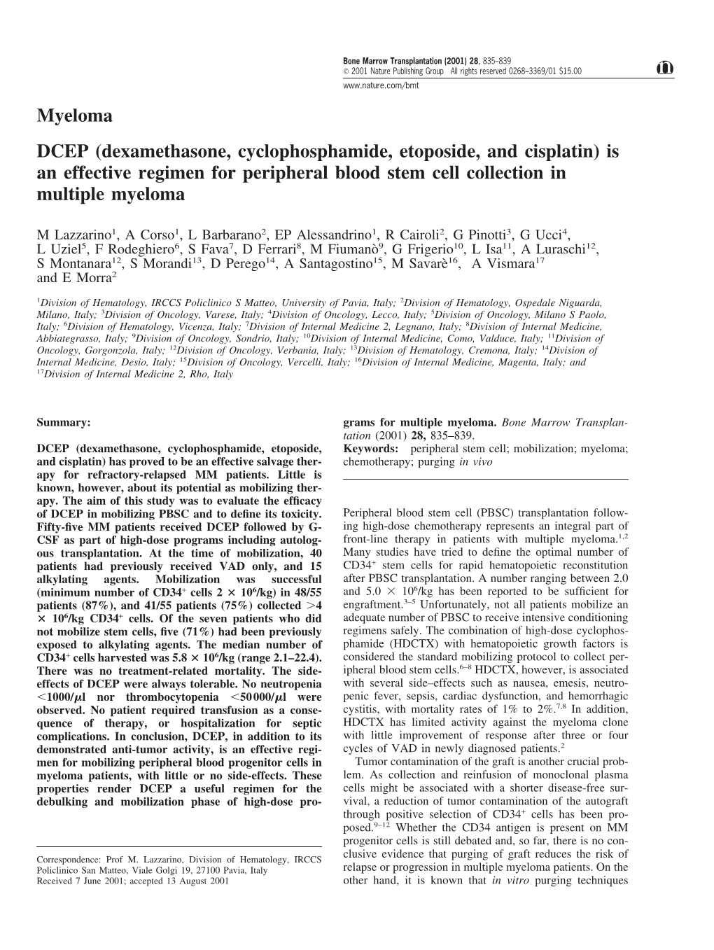 Myeloma DCEP (Dexamethasone, Cyclophosphamide, Etoposide, and Cisplatin) Is an Effective Regimen for Peripheral Blood Stem Cell Collection in Multiple Myeloma