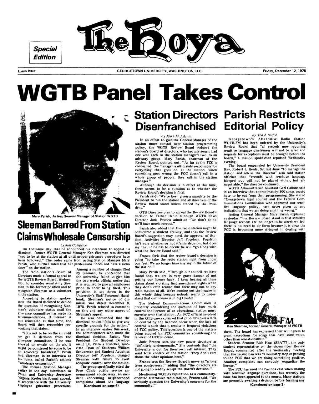 WGTB Panel Takes Control Station Directors Parish Restricts Disenfranchised Editorial Policy by Mark Mcadams by Ted J