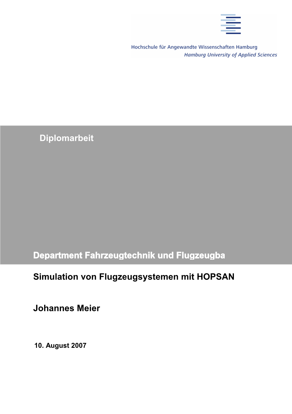 Diplomarbeit Simulation Von Flugzeugsystemen Mit HOPSAN