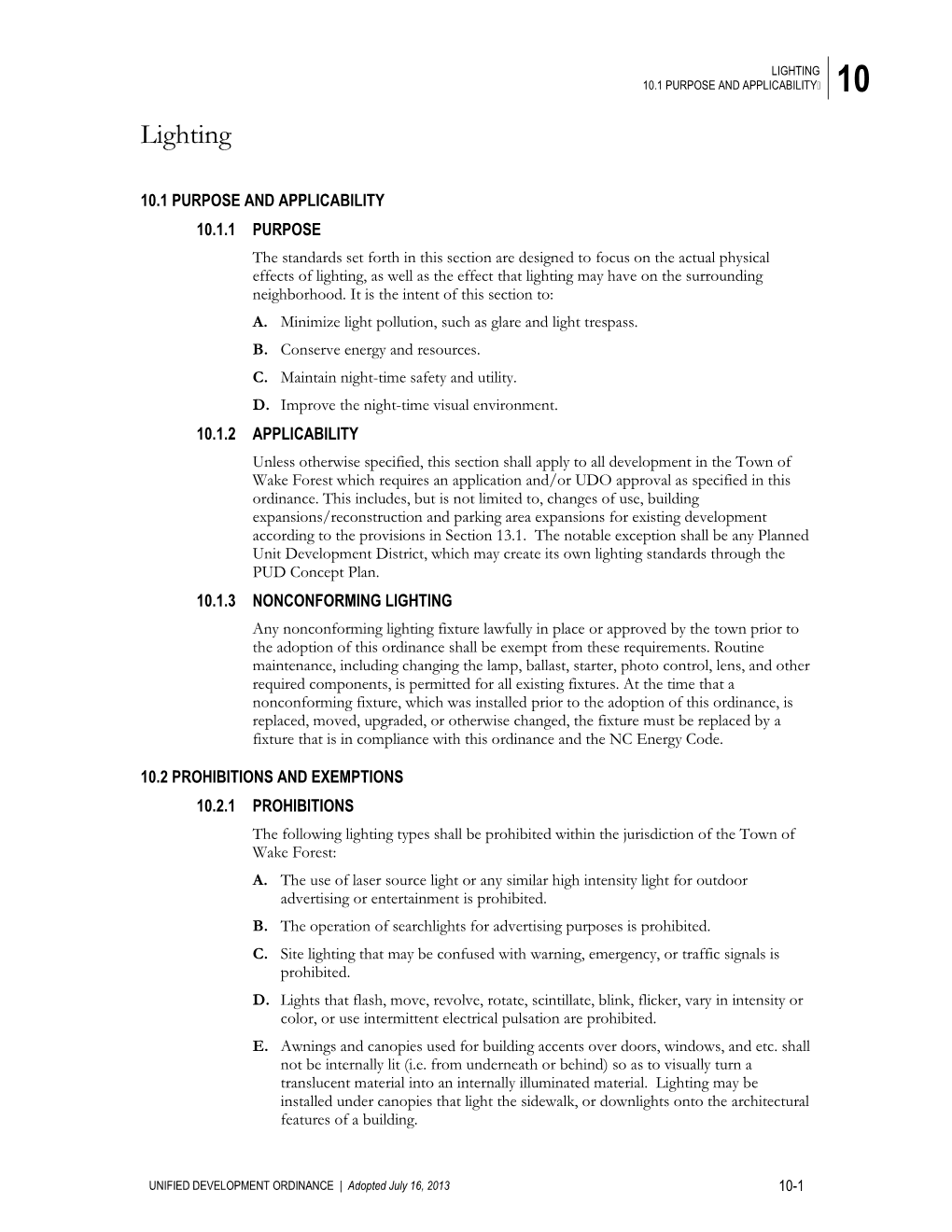 Lighting 10.1 Purpose and Applicability 10