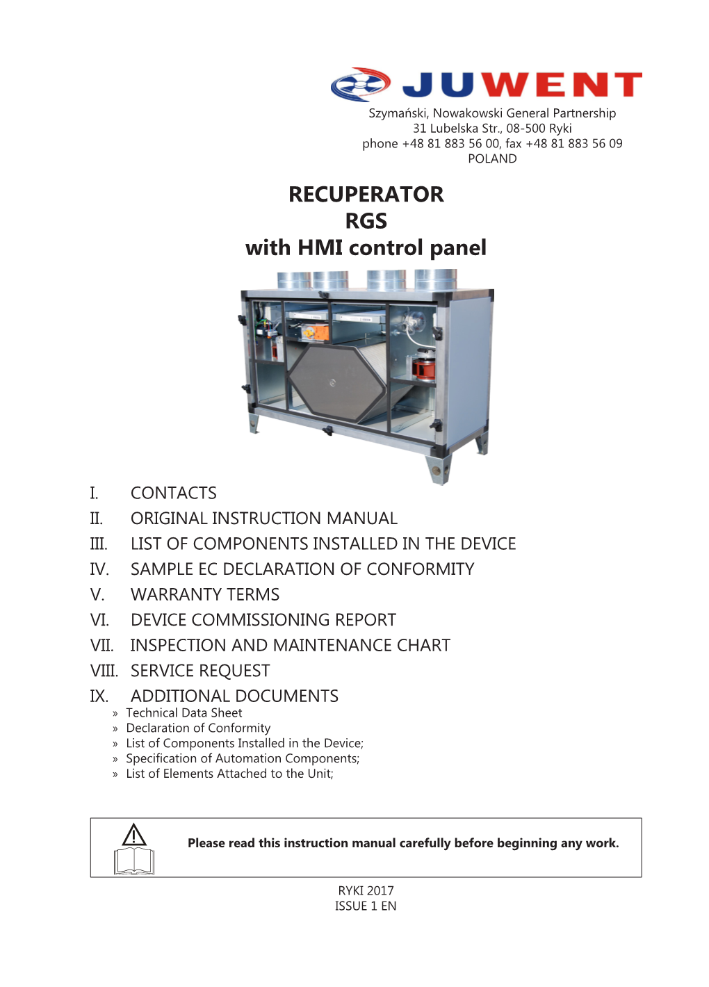 RECUPERATOR RGS with HMI Control Panel