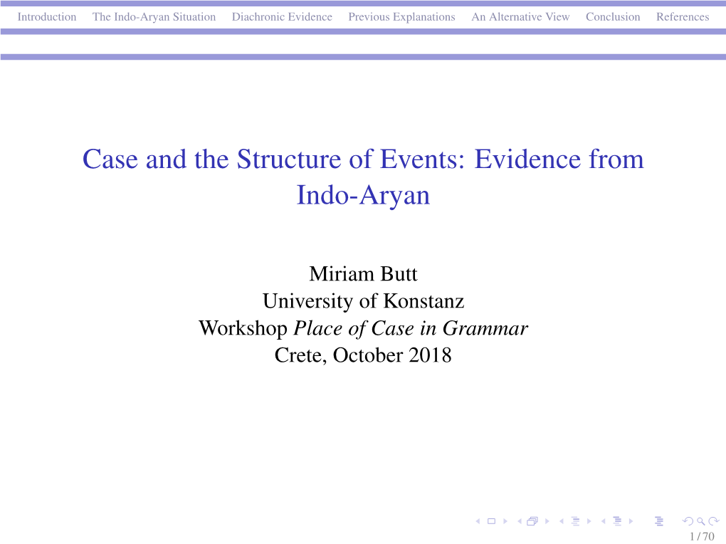 Case and the Structure of Events: Evidence from Indo-Aryan