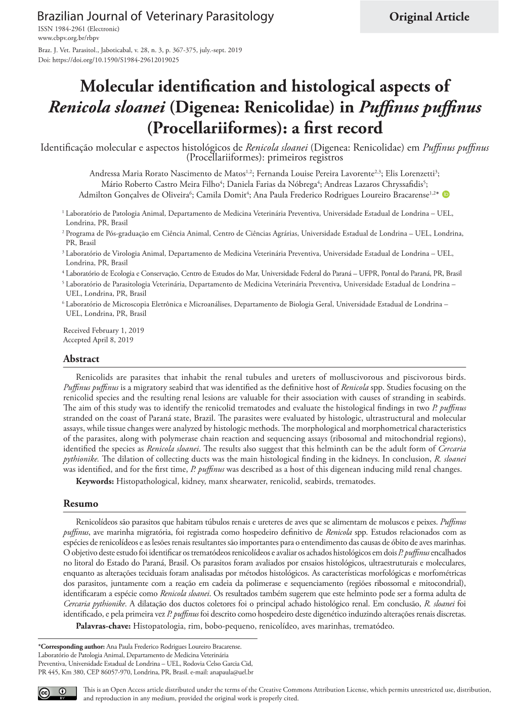 Molecular Identification and Histological