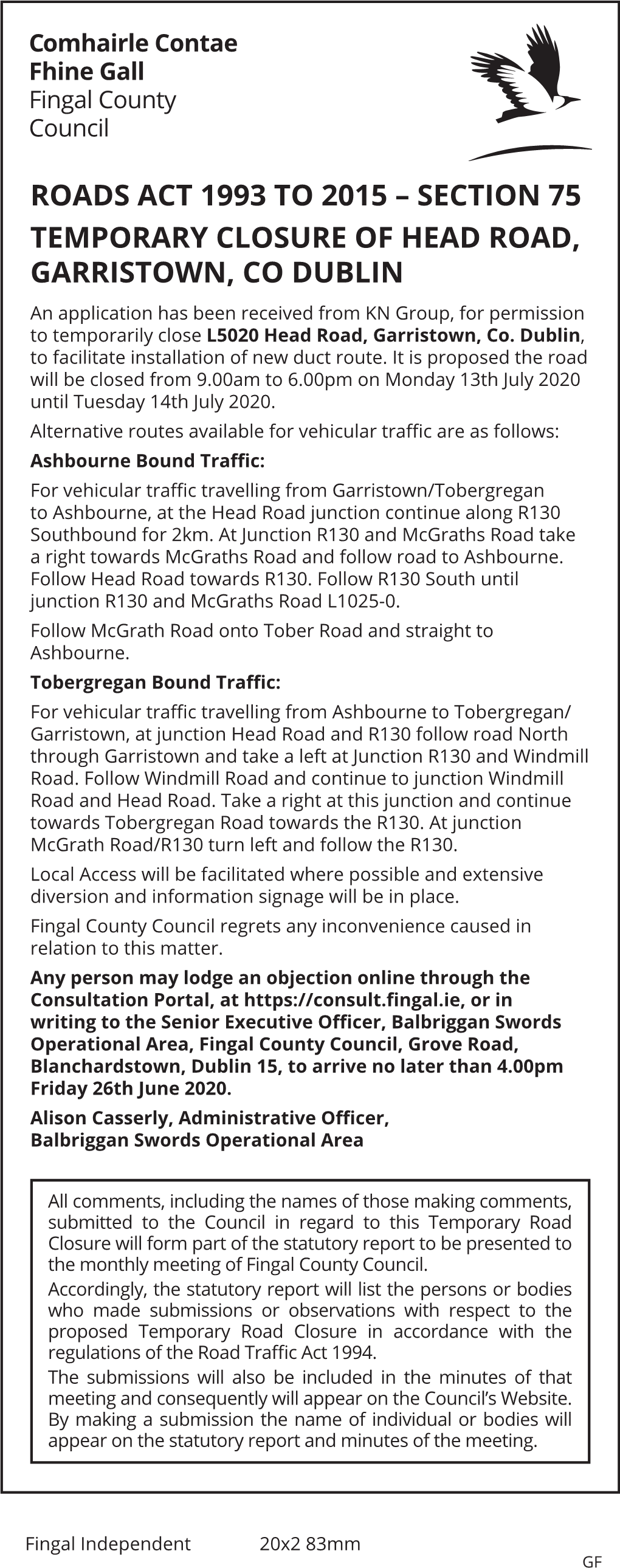 Fingal CC TRC Head Rd Garristown 21X2 83Mm