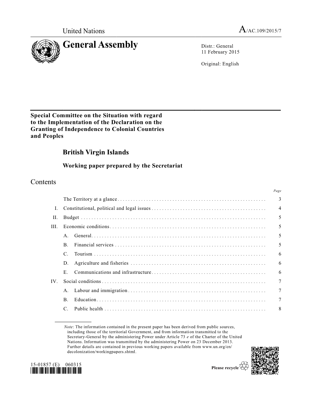 General Assembly Distr.: General 11 February 2015