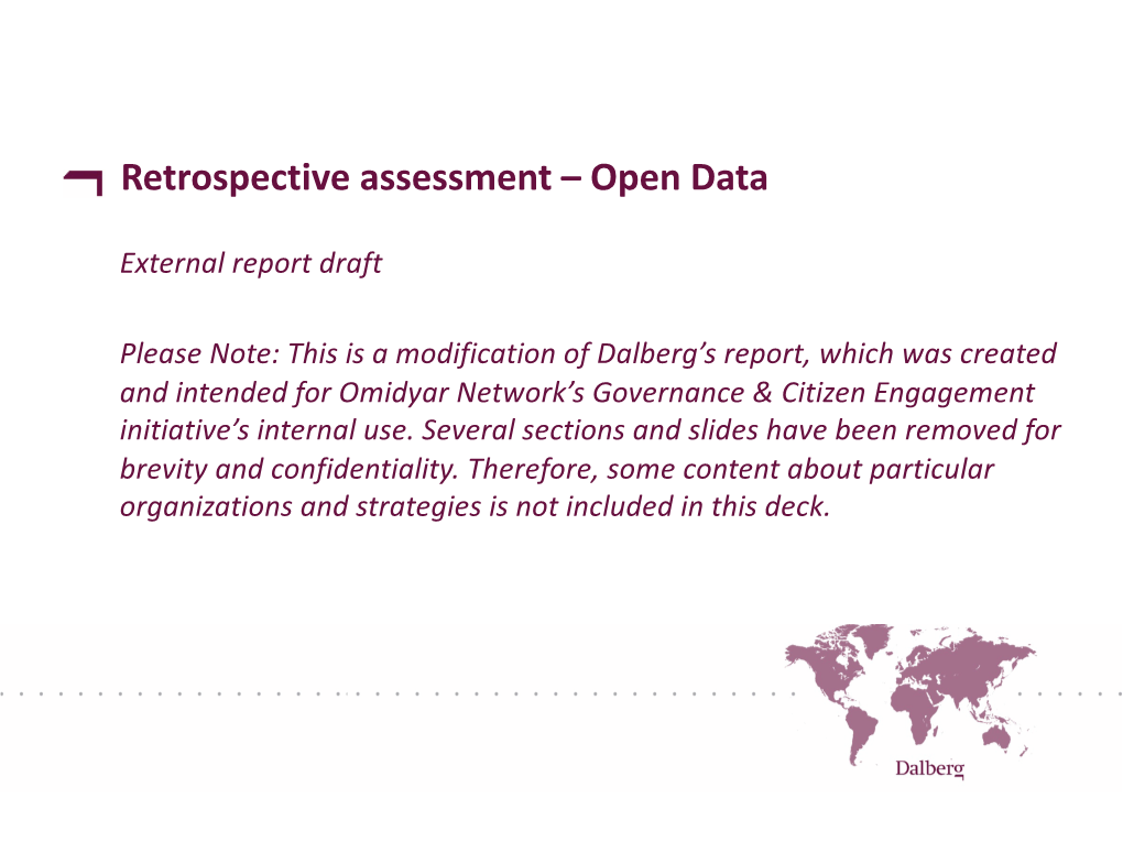 Open Data Retrospective