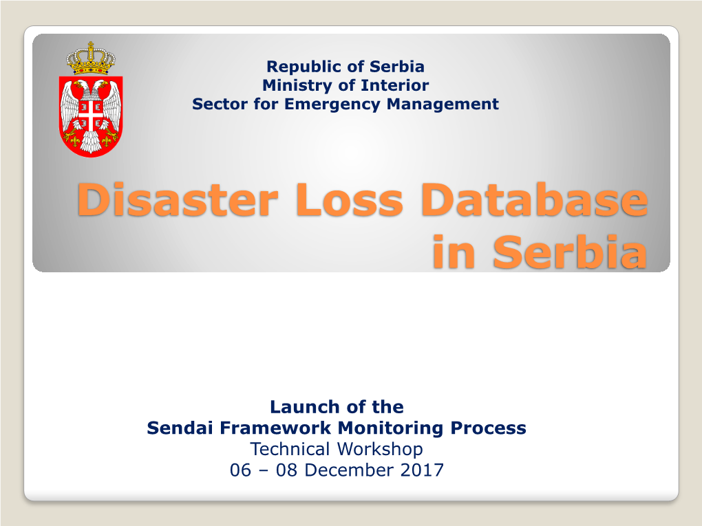 Disaster Loss Database in Serbia Desinventar