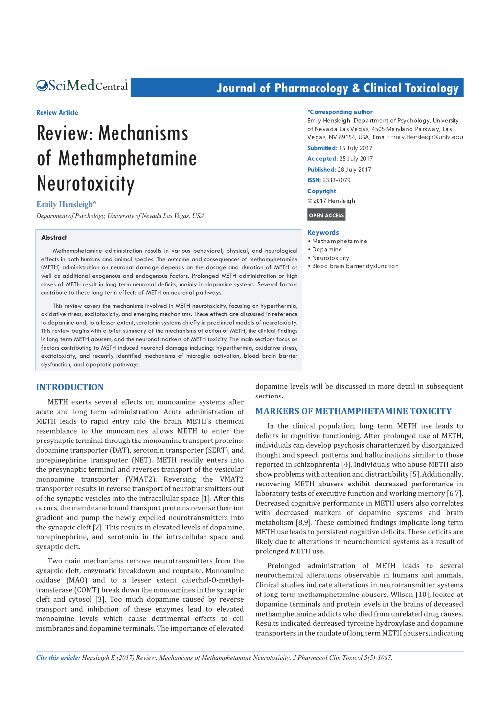 Mechanisms of Methamphetamine Neurotoxicity