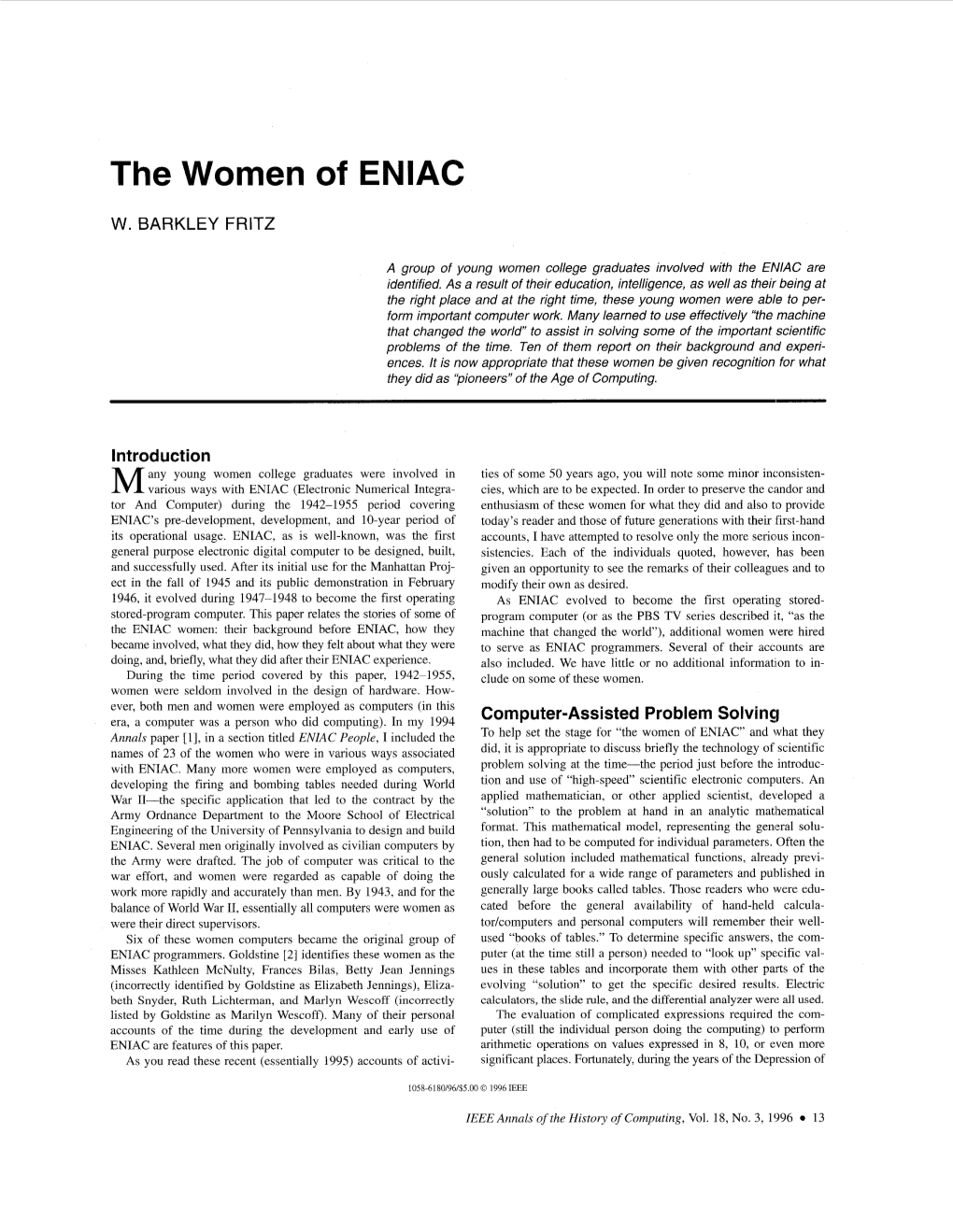 The Women of ENIAC