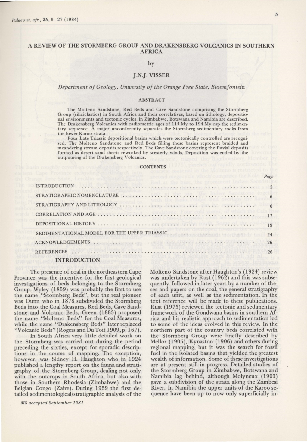 A Review of the Stormberg Group and Drakensberg Volcanics in Southern Africa