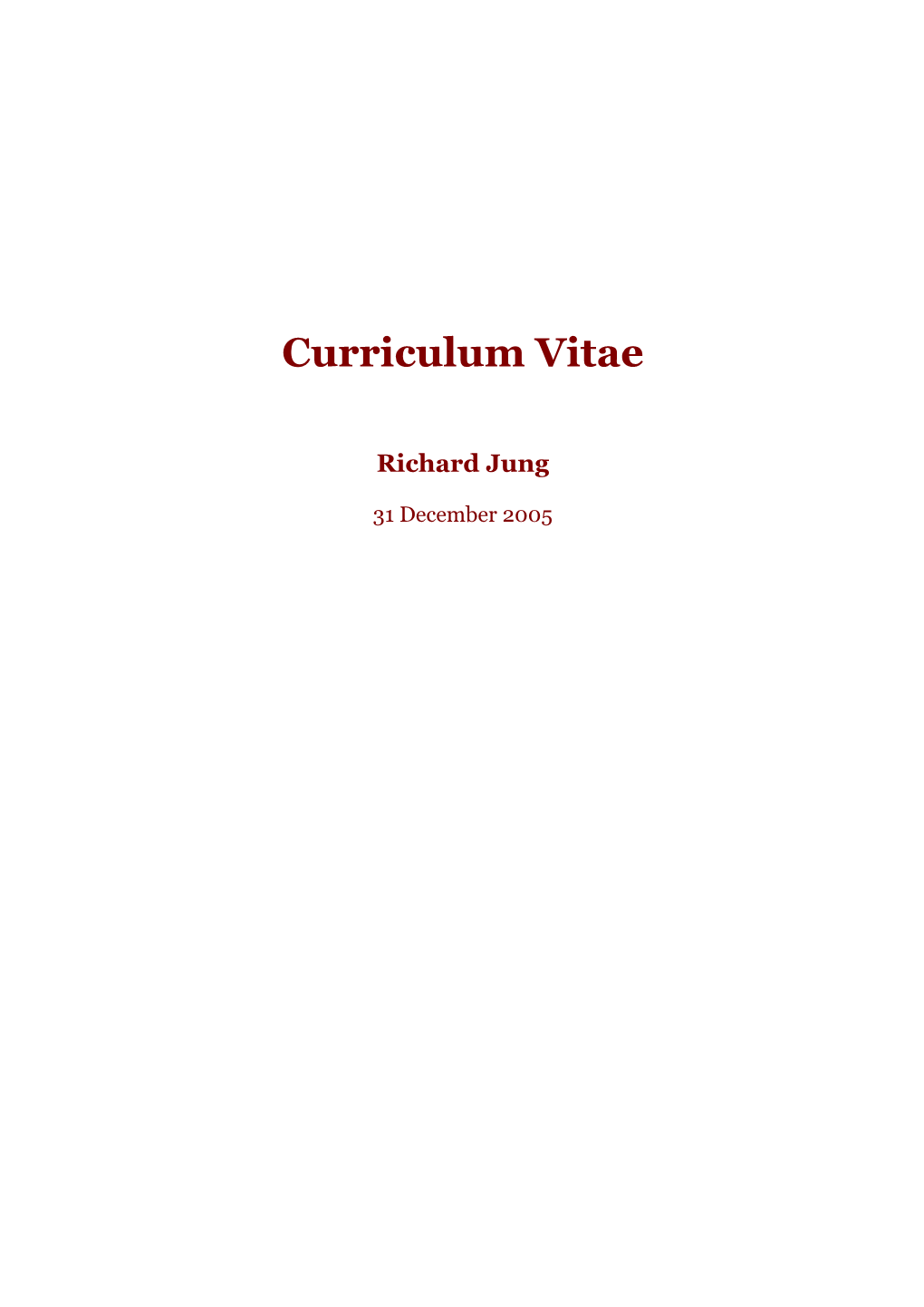 Curriculum Vitae Richard Jung