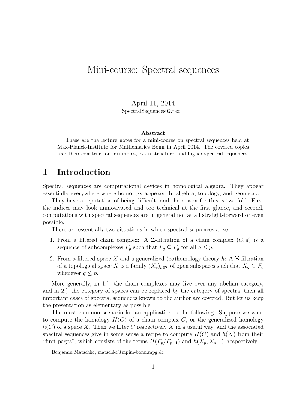 Spectral Sequences