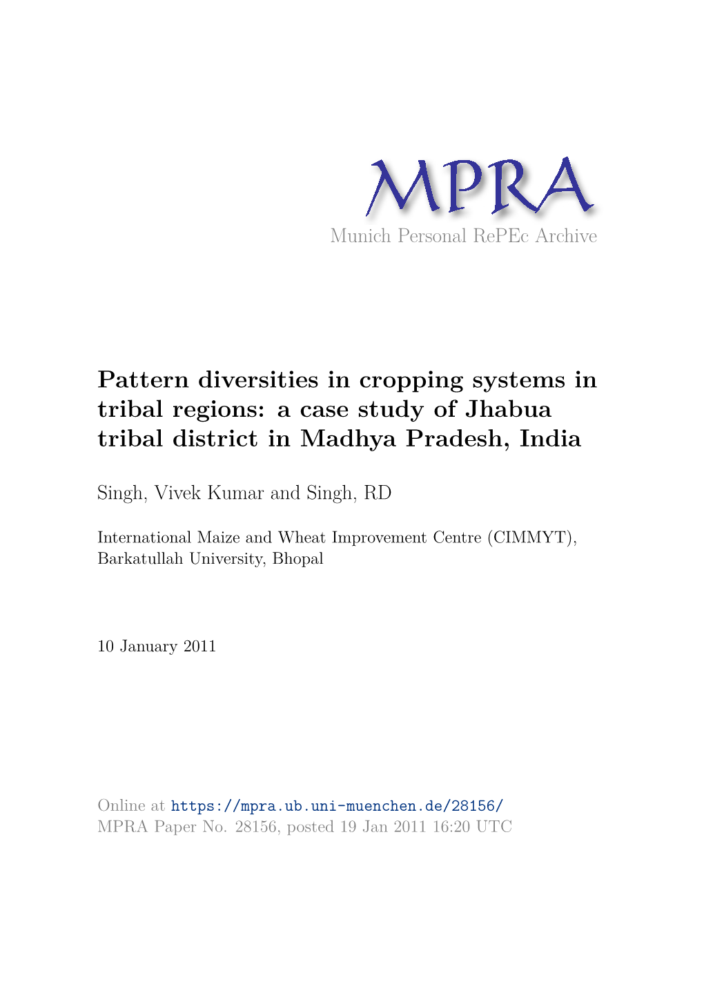 A Case Study of Jhabua Tribal District in Madhya Pradesh, India