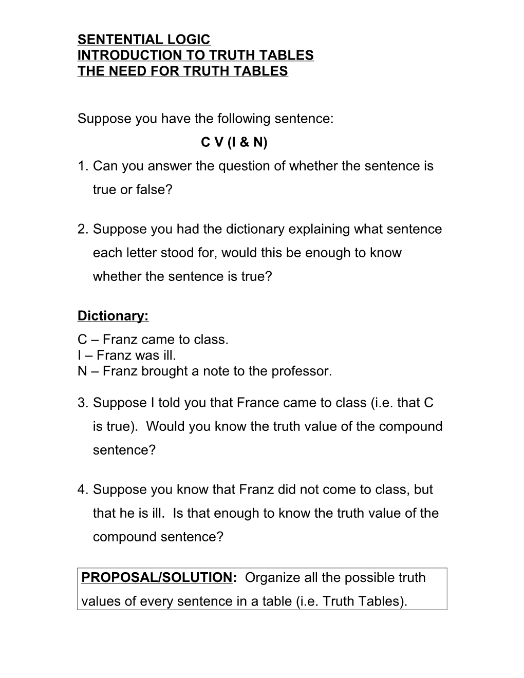 Creating Truth Tables