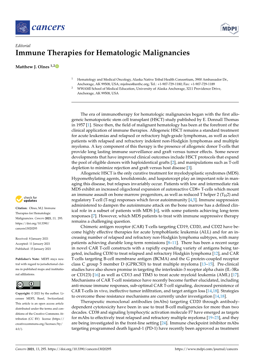 Immune Therapies for Hematologic Malignancies