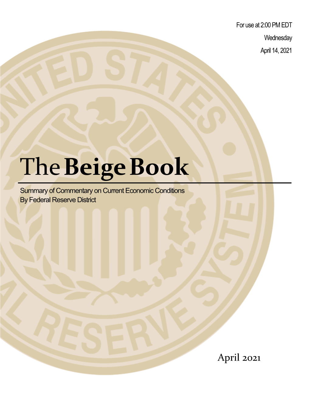 Beige Book Summary of Commentary on Current Economic Conditions by Federal Reserve District