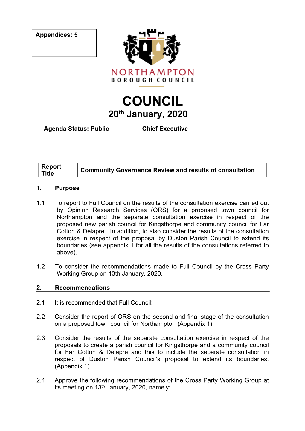 COUNCIL 20Th January, 2020