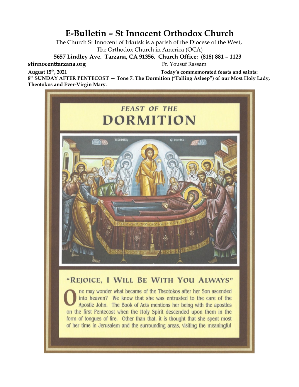 E-Bulletin – St Innocent Orthodox Church