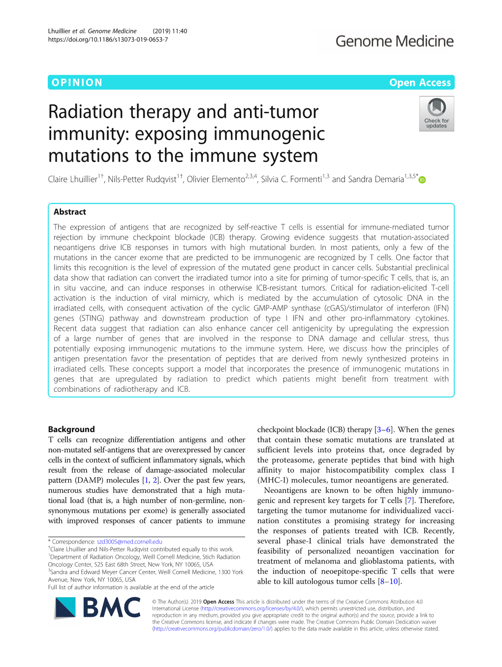 Radiation Therapy and Anti-Tumor Immunity: Exposing Immunogenic