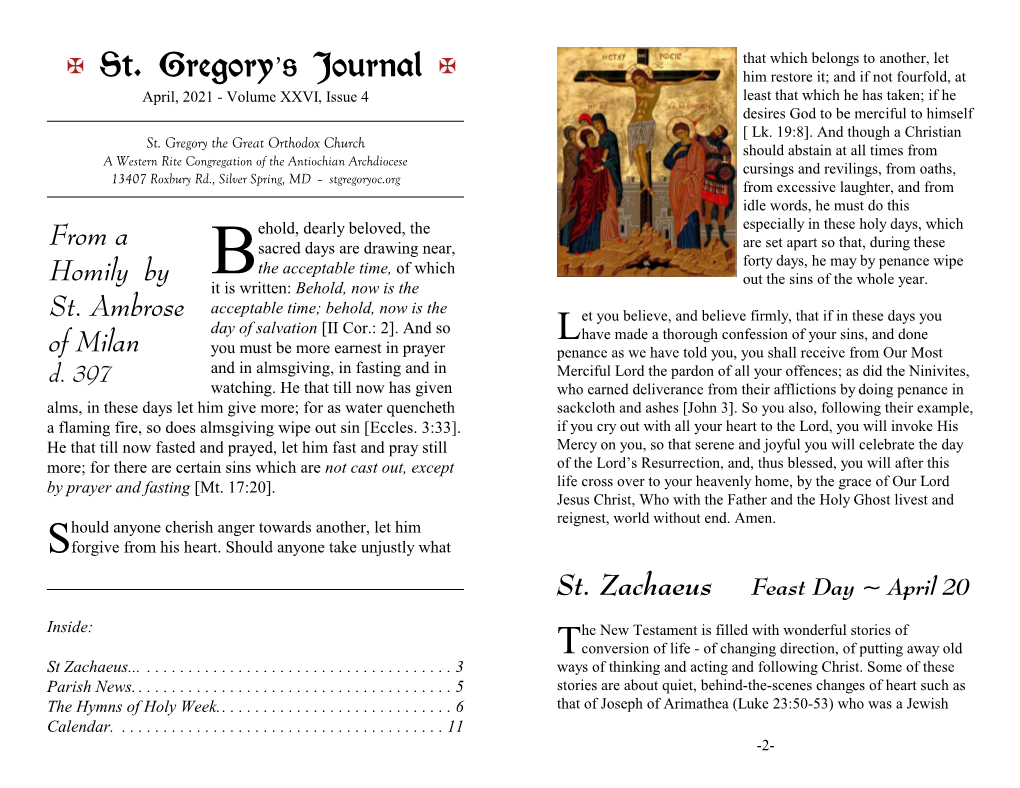 A St. Gregory's Journal A