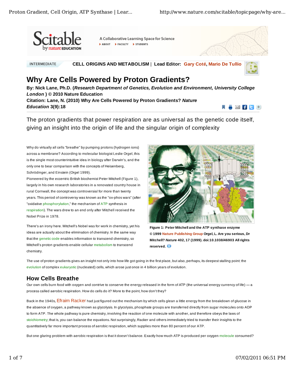 Why Are Cells Powered by Proton Gradients? By: Nick Lane, Ph.D