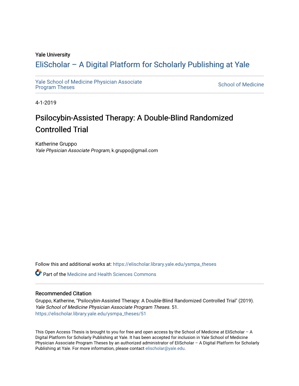 Psilocybin-Assisted Therapy: a Double-Blind Randomized Controlled Trial