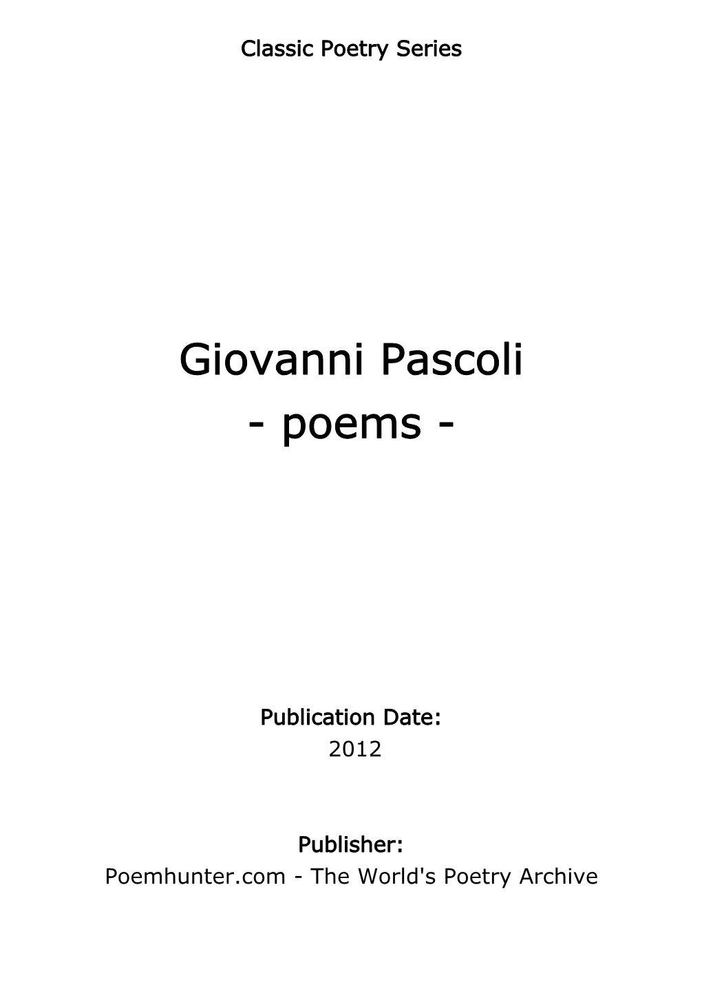 Giovanni Pascoli - Poems