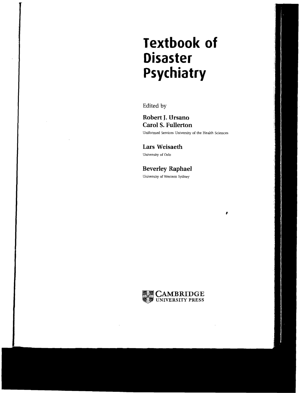 Textbook of Disaster Psychiatry