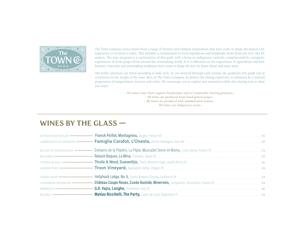 Wines by the Glass —