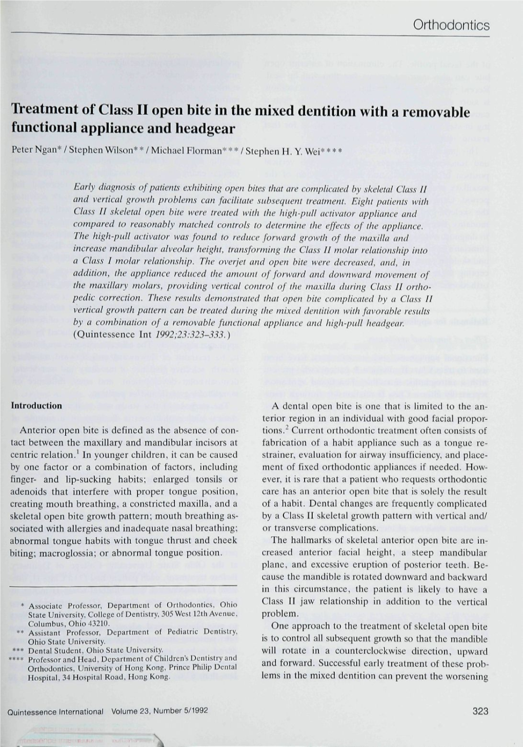 Treatment of Class II Open Bite in the Mixed Dentition with a Removable