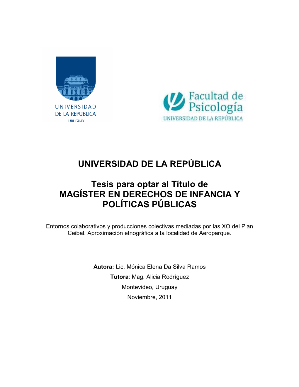 UNIVERSIDAD DE LA REPÚBLICA Tesis Para Optar Al Título De