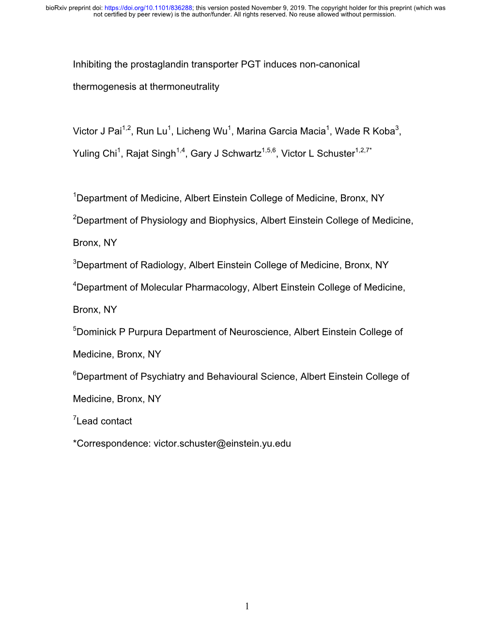 1 Inhibiting the Prostaglandin Transporter PGT Induces