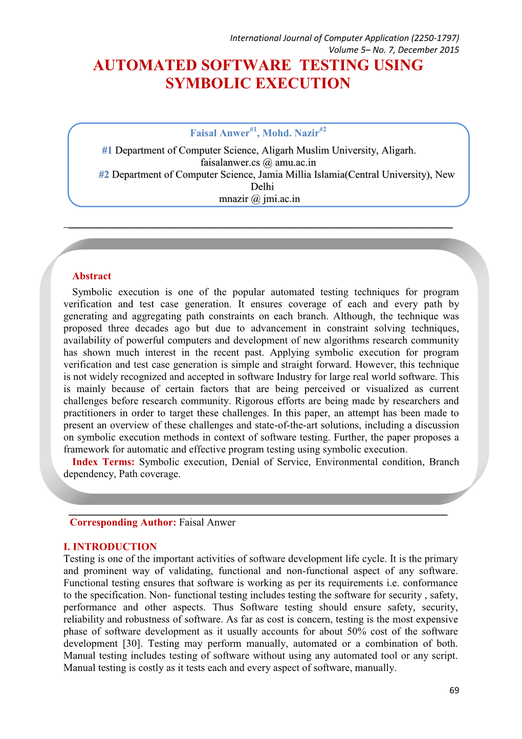 Automated Software Testing Using Symbolic Execution