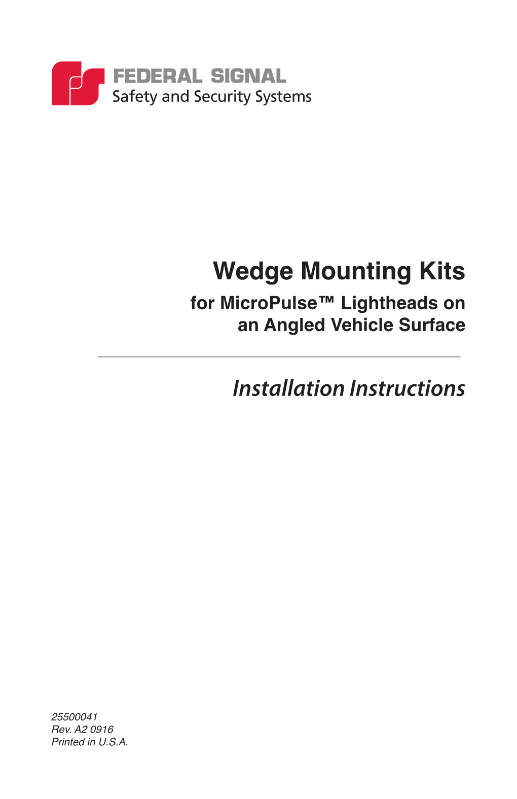 MPS SPACRKT Micropulse Wedge Mounting Kit Manual