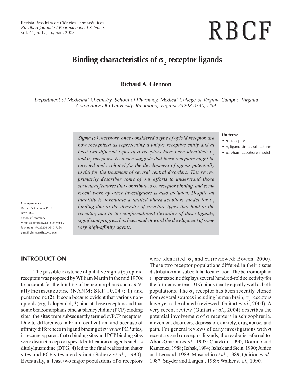 Binding Characteristics of Σ 2 Receptor Ligands