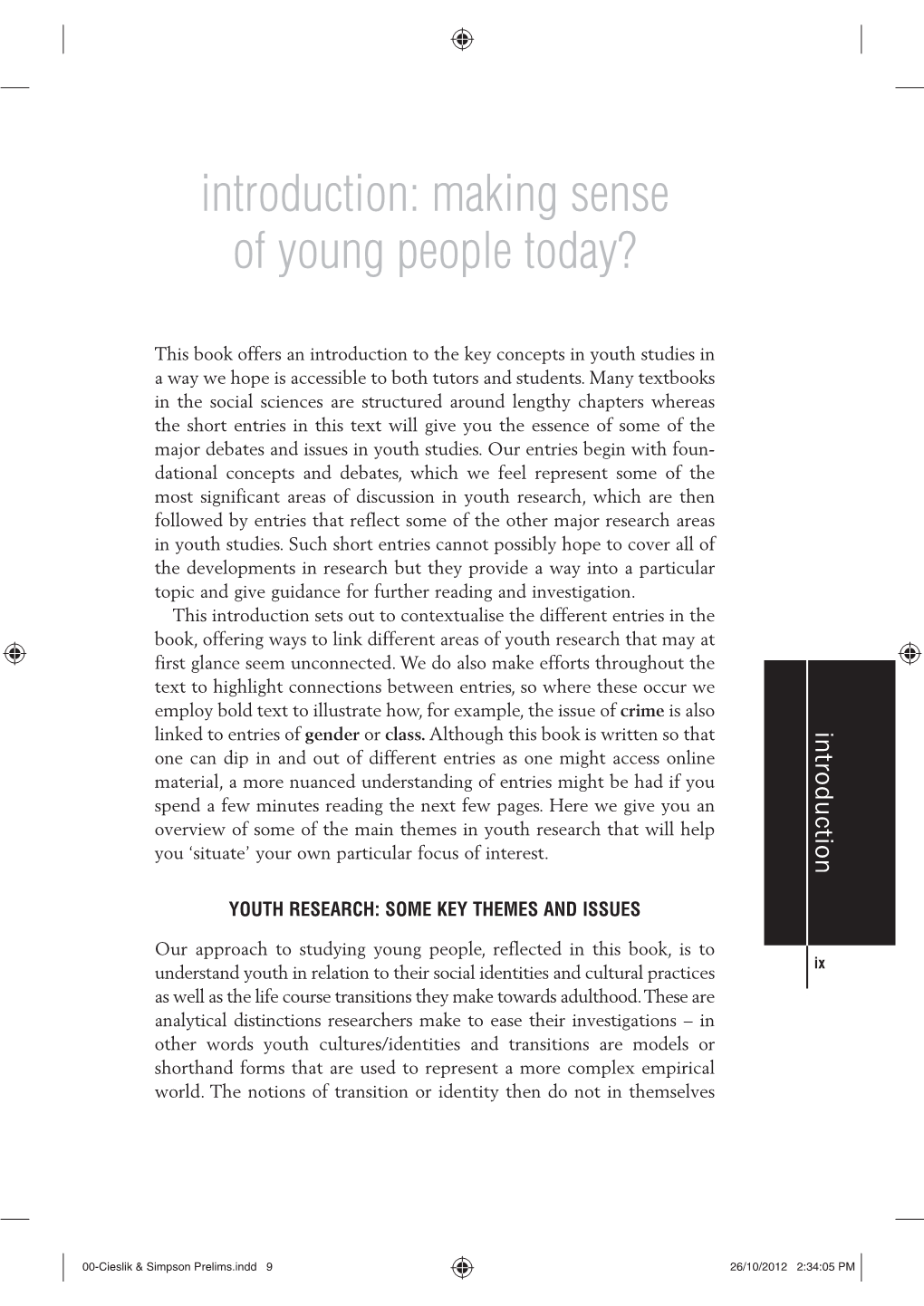 Introduction: Making Sense of Young People Today?