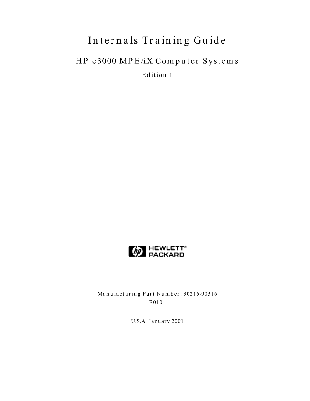 Internals Training Guide HP E3000 MPE/Ix Computer Systems