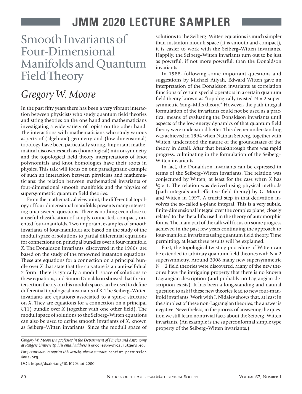 Smooth Invariants of Four-Dimensional Manifolds And