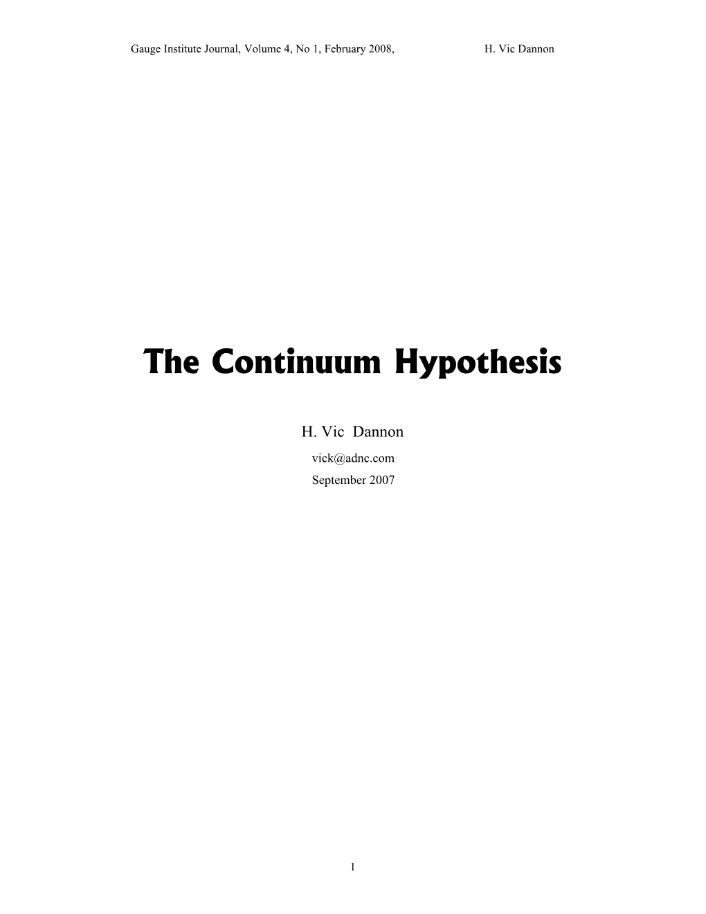 The Continuum Hypothesis