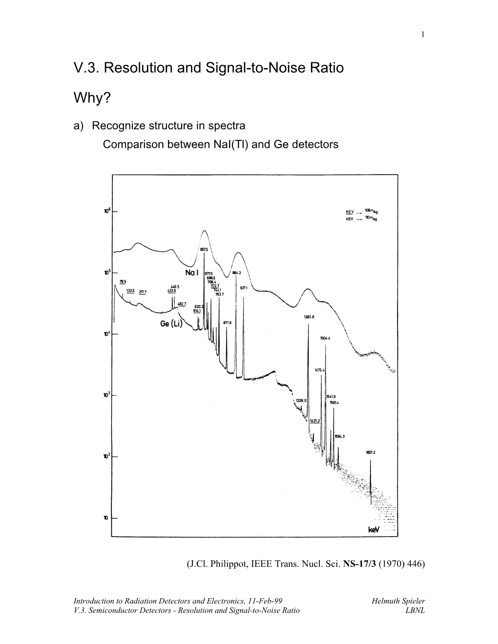 V.3. Resolution and Signal-To-Noise Ratio Why?