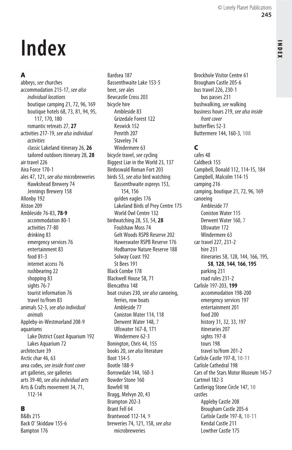 245 INDEX a Abbeys, See Churches Accommodation