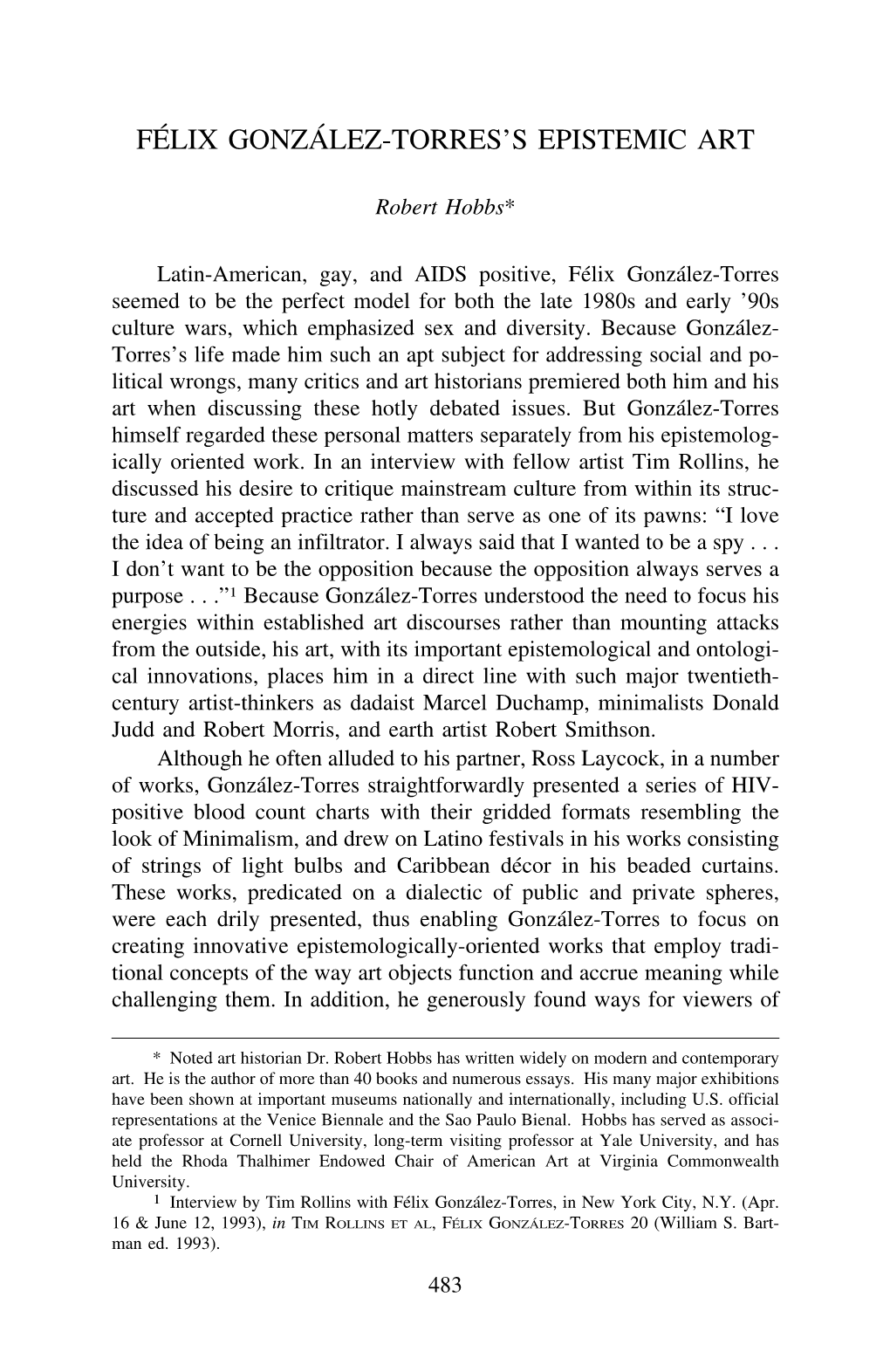 Felix Gonzalez-Torres's Epistemic