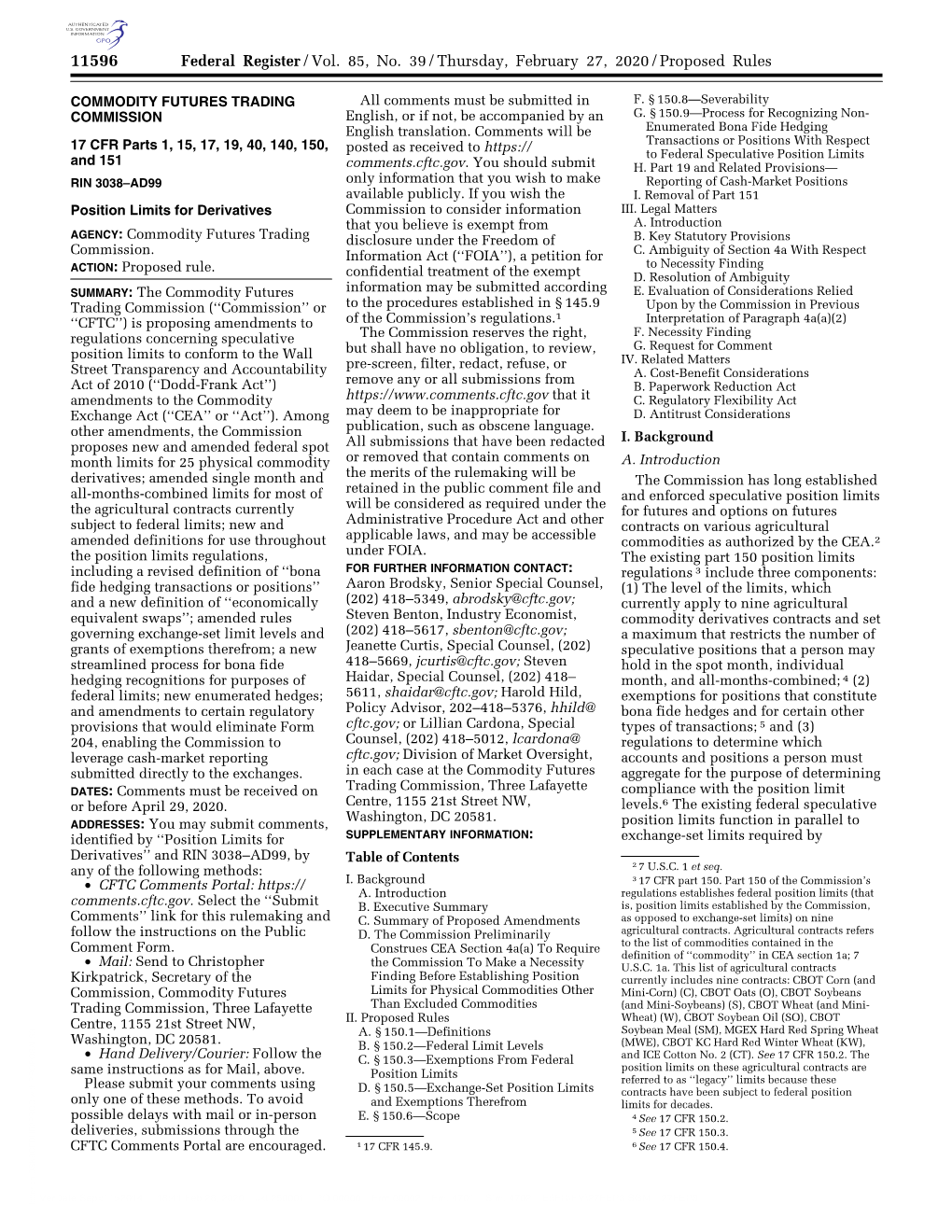 Federal Register/Vol. 85, No. 39/Thursday, February 27, 2020