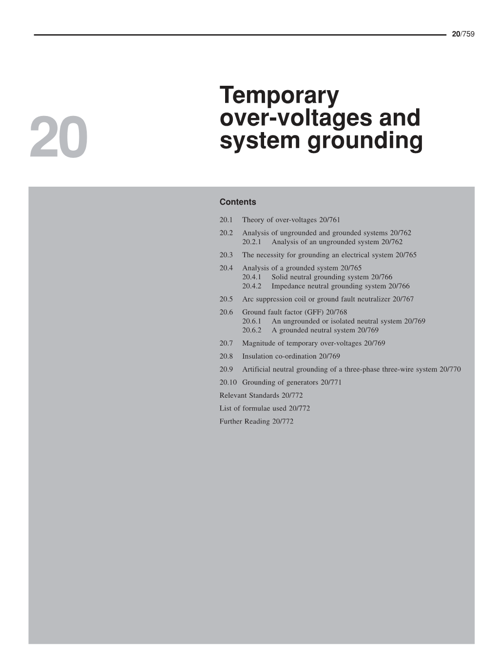 Temporary Over-Voltages and System Grounding 20/761