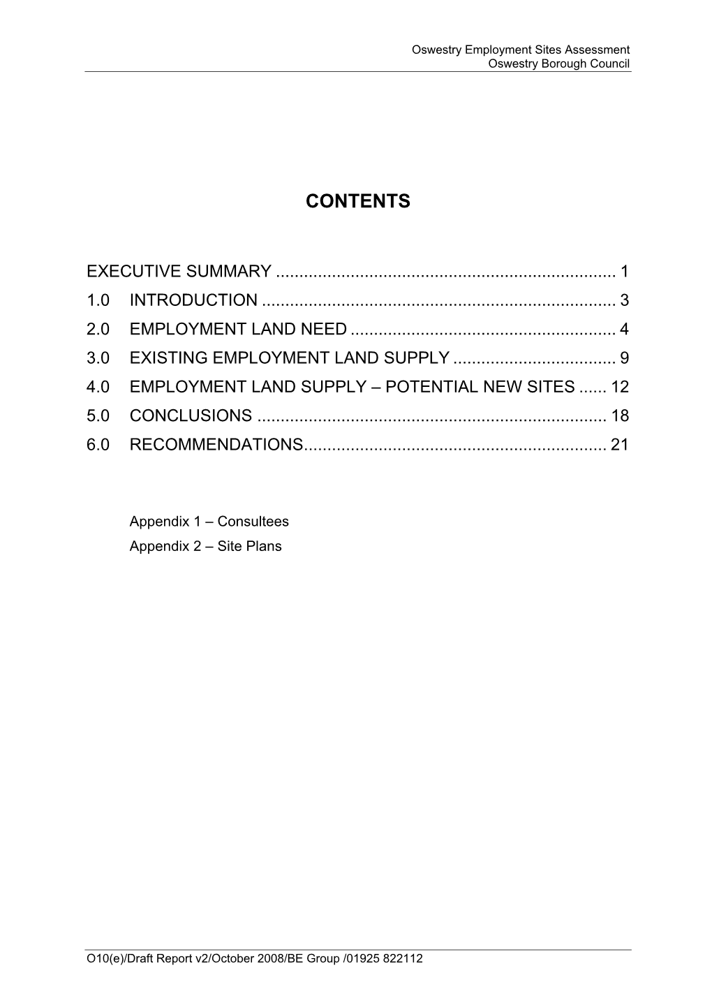 Oswestry Draft Report