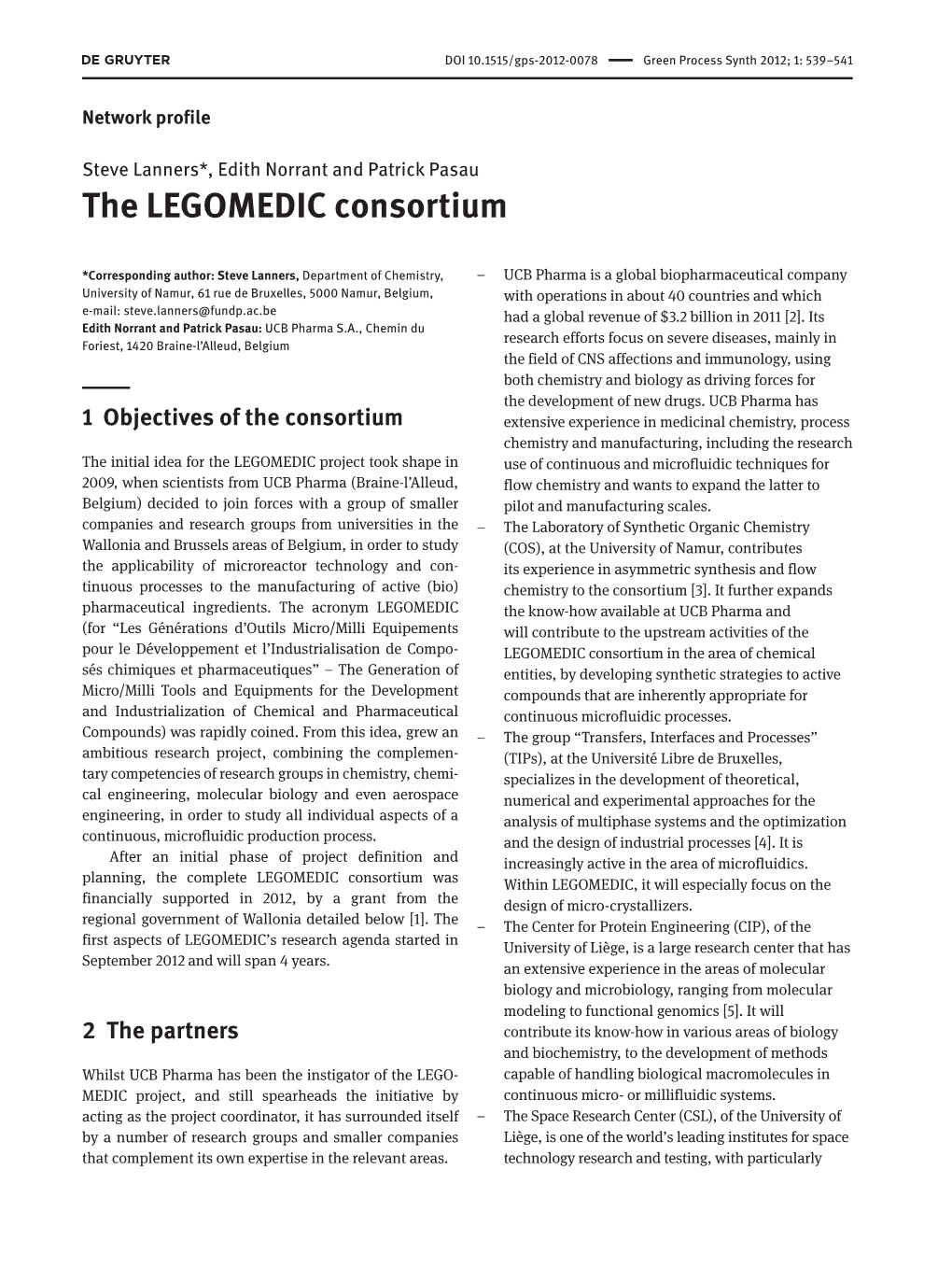 The LEGOMEDIC Consortium