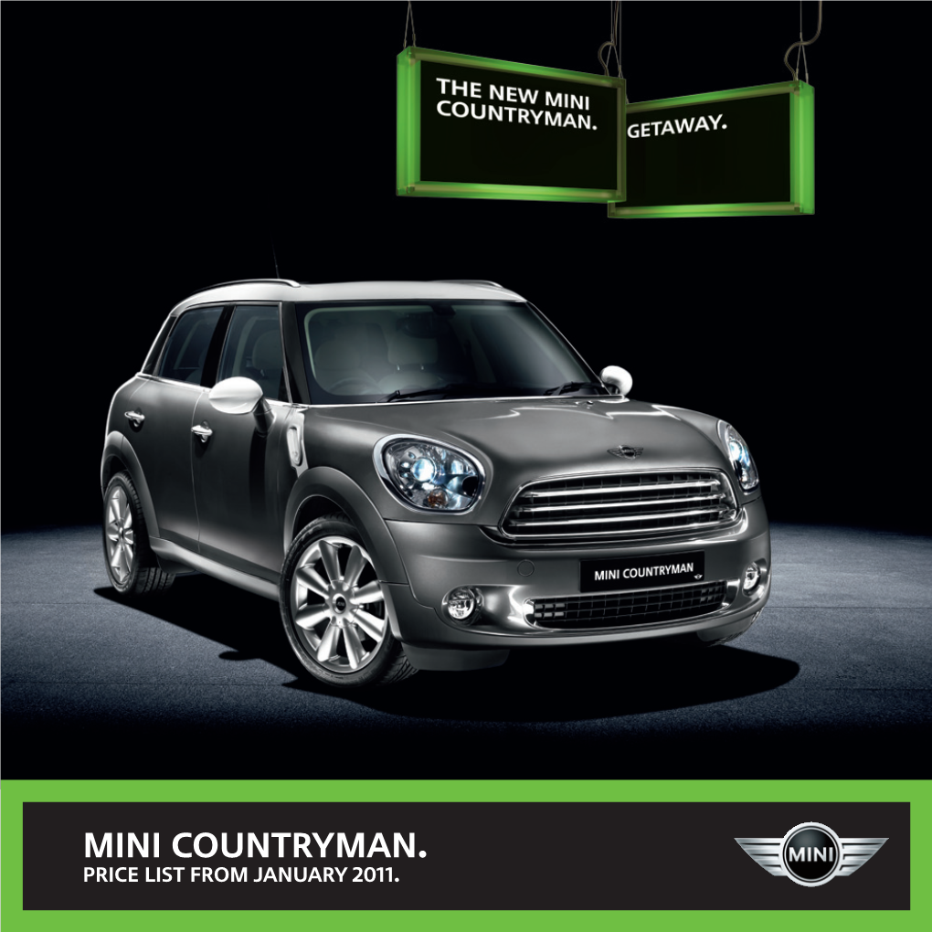 Mini COUNTRYMAN. Price List from January 2011