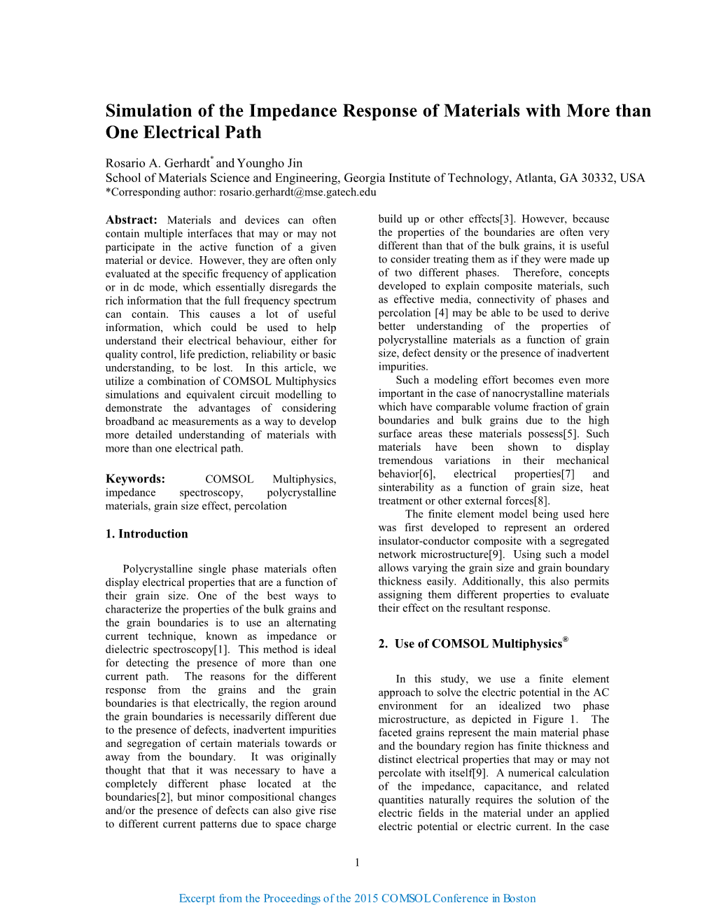 Simulation of the Impedance Response of Materials with More Than One Electrical Path