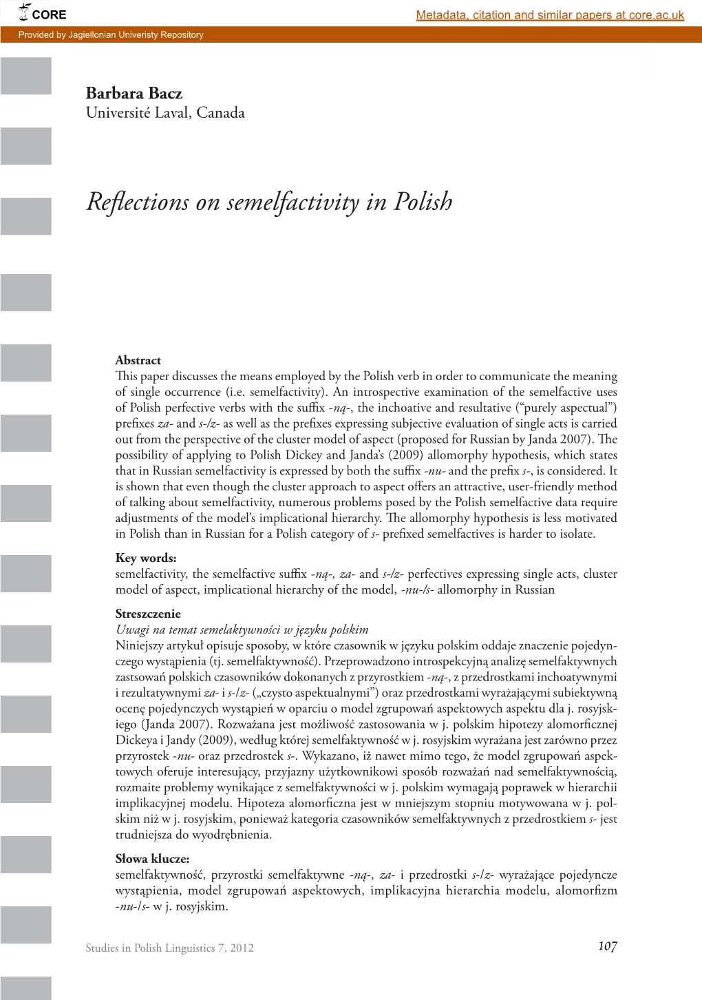 Reflections on Semelfactivity in Polish