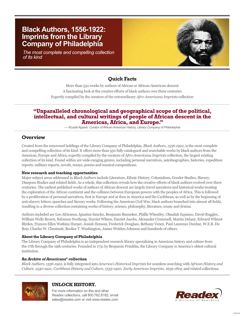 Black Authors, 1556-1922: Imprints from the Library Company of Philadelphia the Most Complete and Compelling Collection of Its Kind